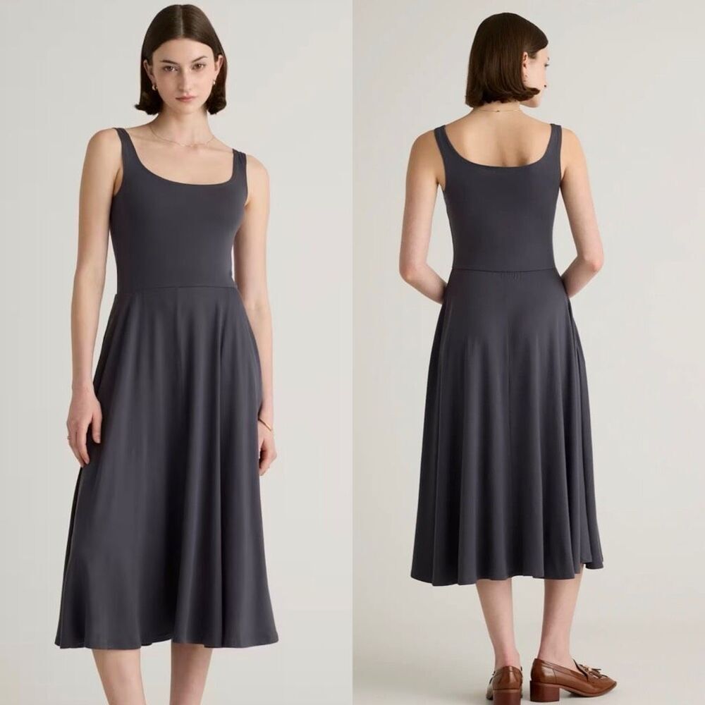Quince Slate Gray Midi Tank Dress